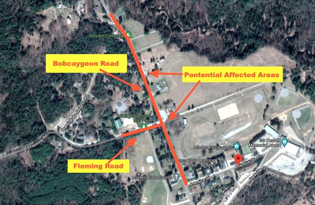 map of water main shutoff area