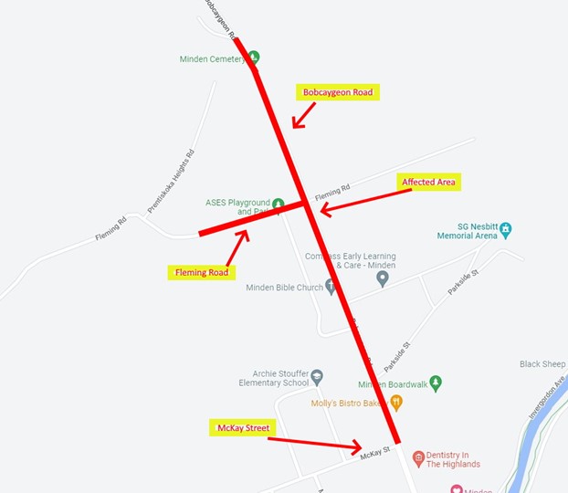 map of watermain shutoff area