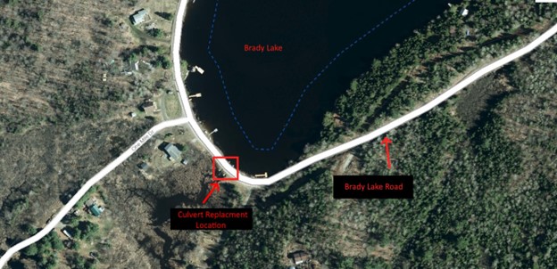 construction map for Brady Lake Twin Culverts replacement