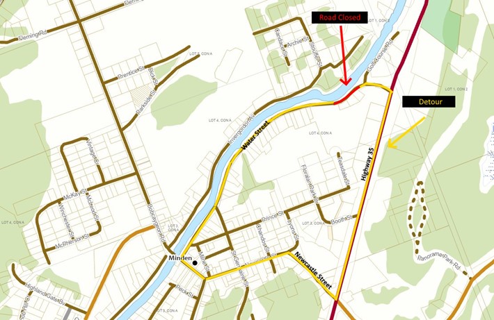 road closure map for Water Street