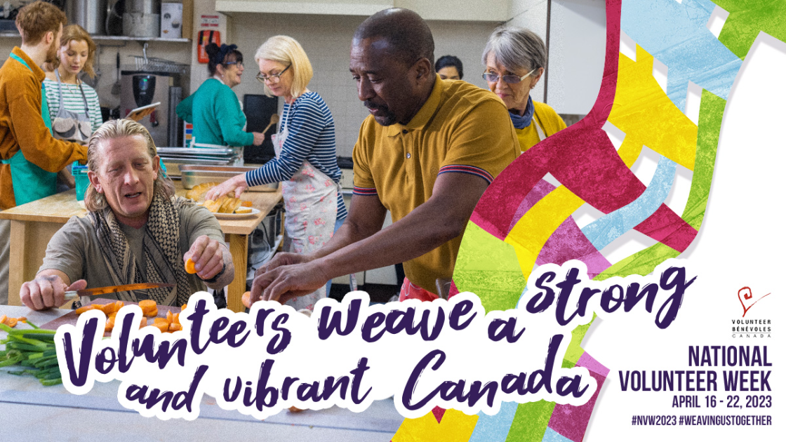 National Volunteer Week 2023. A group of people working together in a large kitchen.