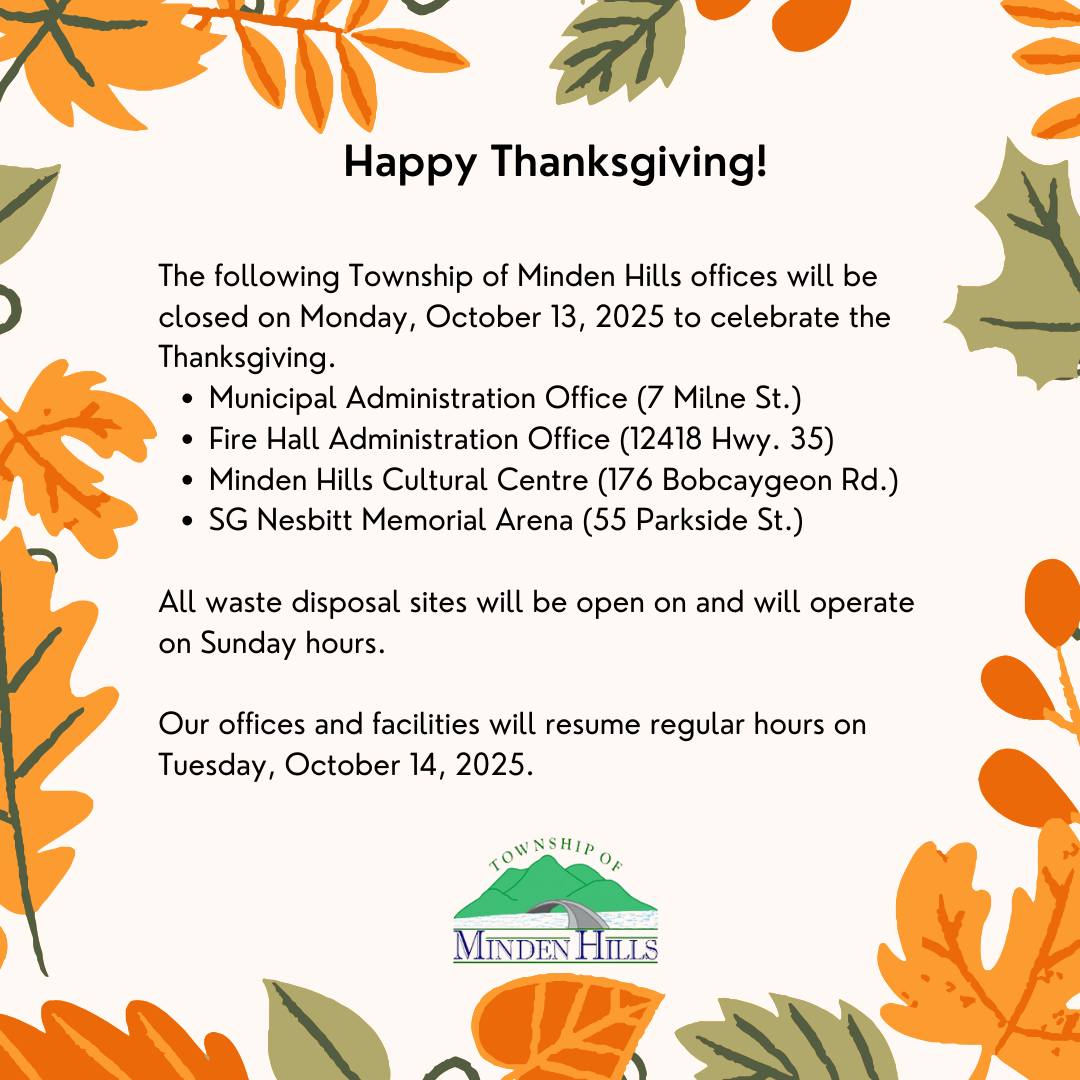 Township of Minden Hills Thanksgiving Closures on October 13, 2025