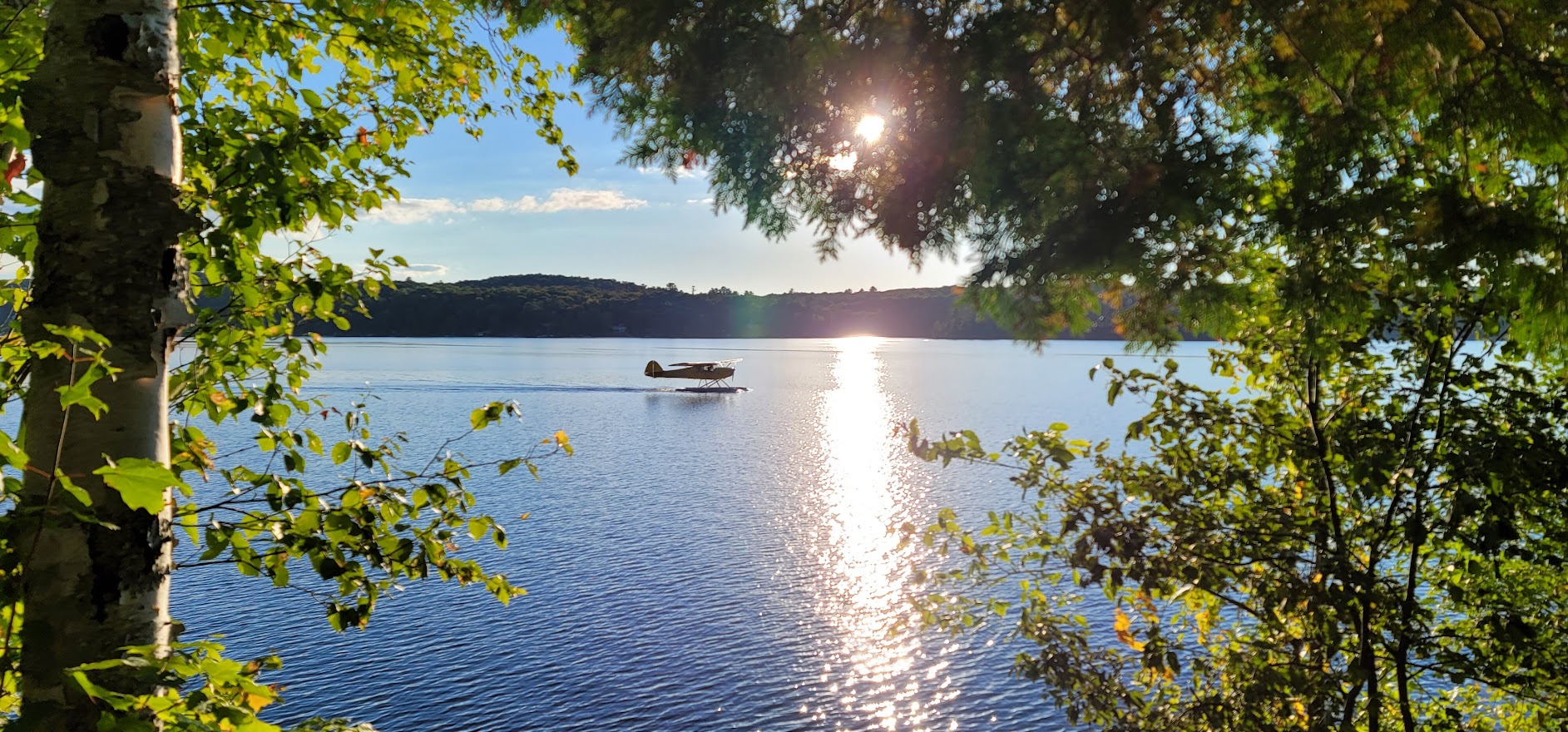 Float plane at sunset