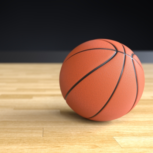 Basketball ball on court